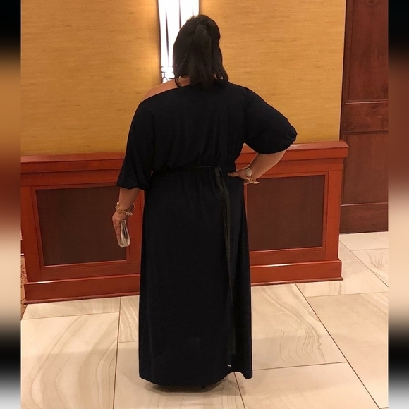 KOH KOHLong  One Shoulder Flowy 3/4  Sleeve Maxi Dress in Black Size M - Picture 6 of 14